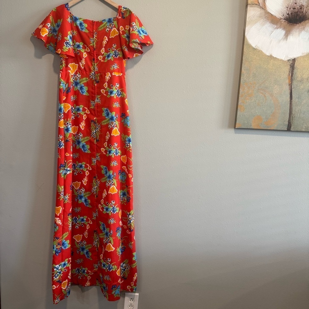 Vintage Pomare Hawaii Babydoll Maxi Dress Tropical Beach Vacation Floral 8 - Picture 2 of 9